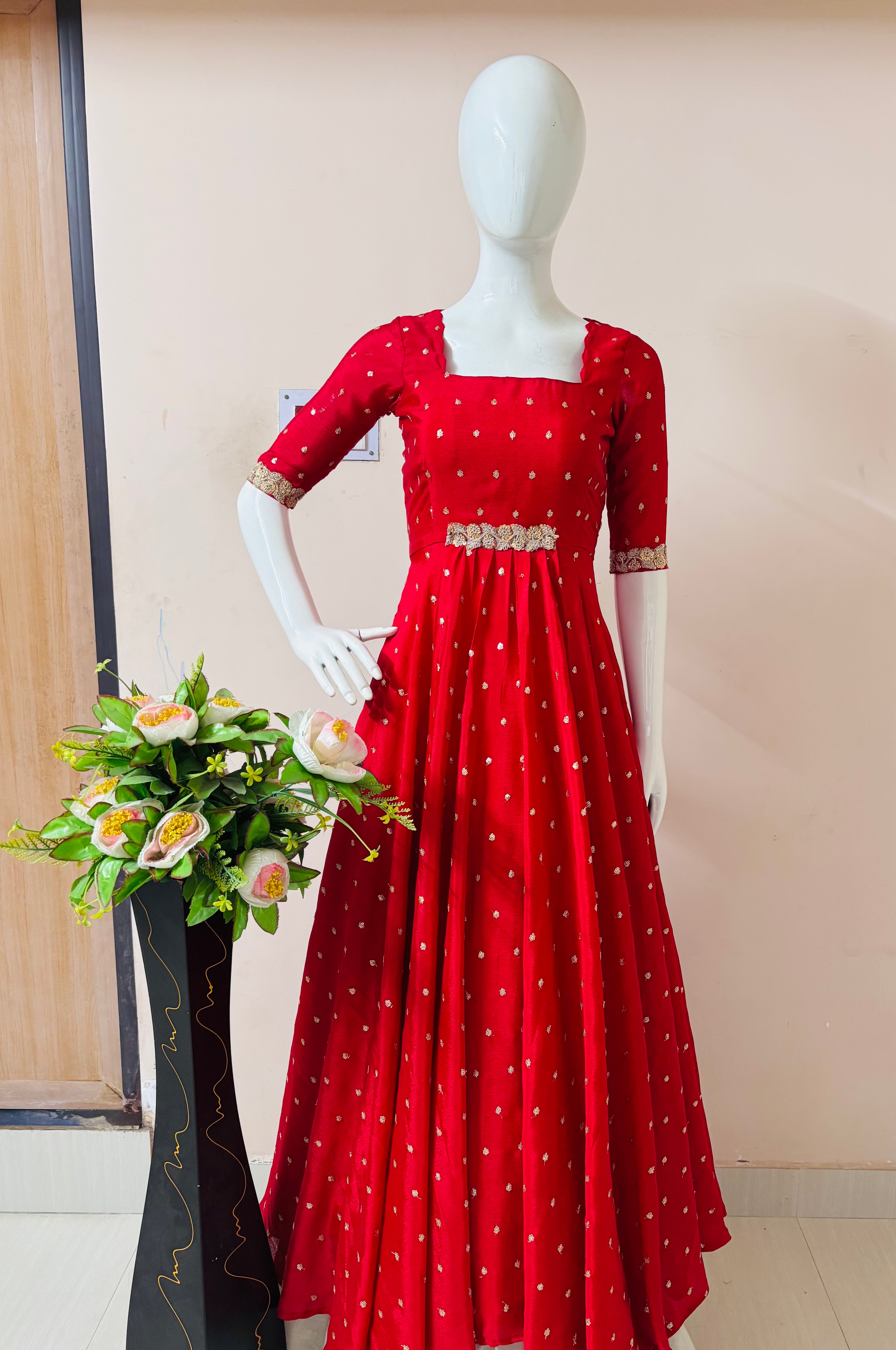 Crimson Red Designer Anarkali