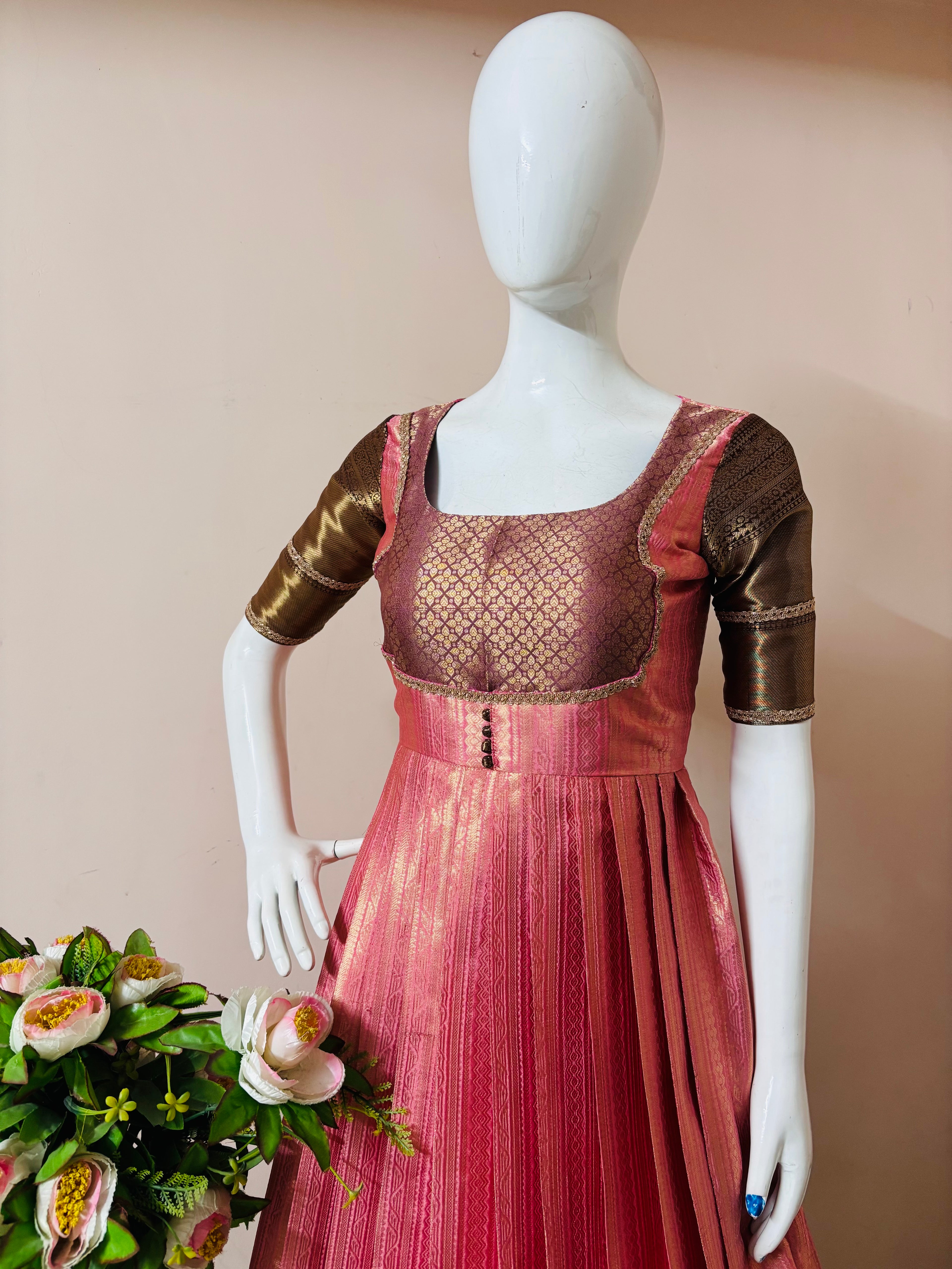 Pink Designer Pleated Anarkali