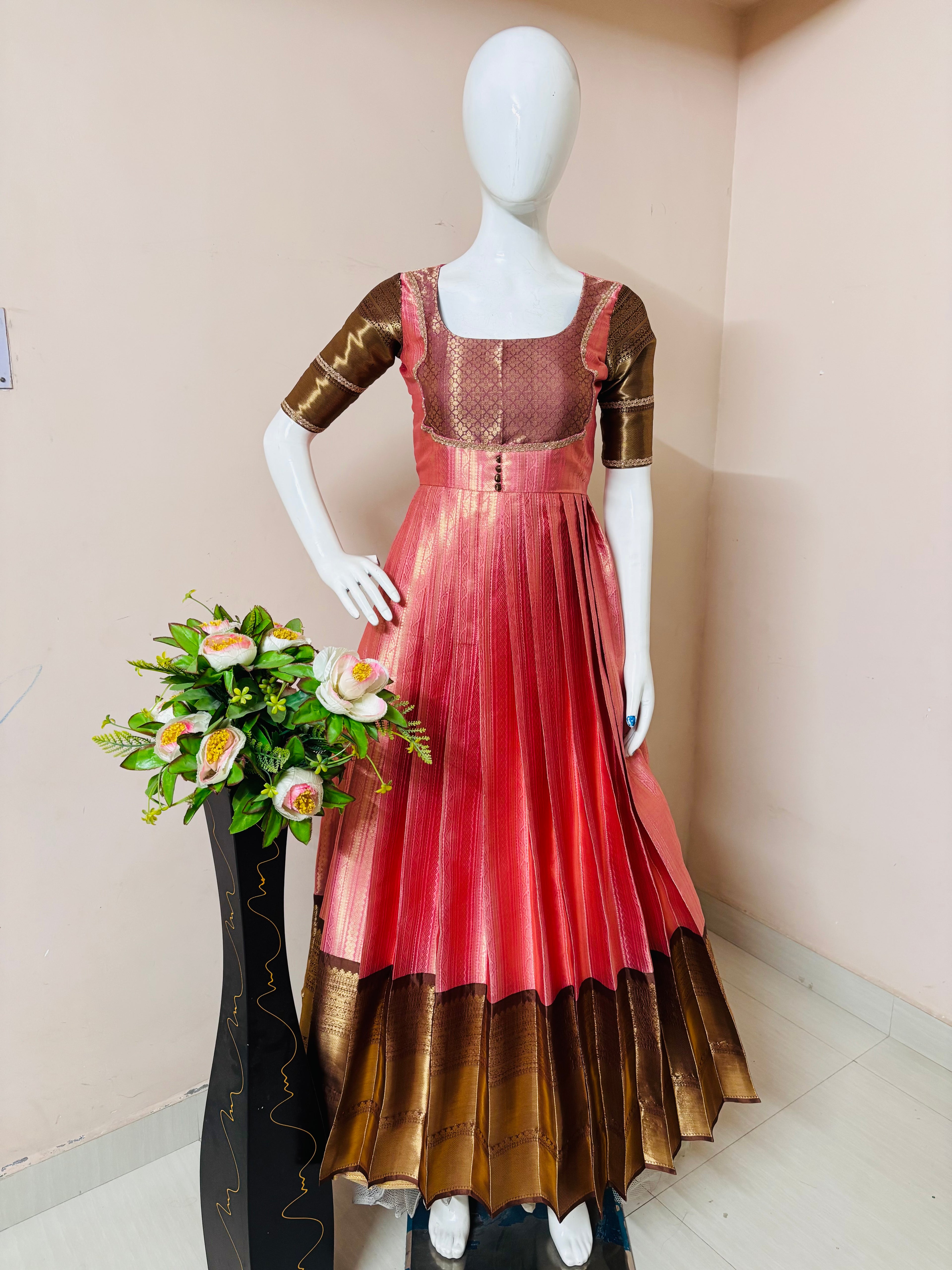 Pink Designer Pleated Anarkali