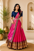 Pink & Navy Blue Designer Wedding Lehenga