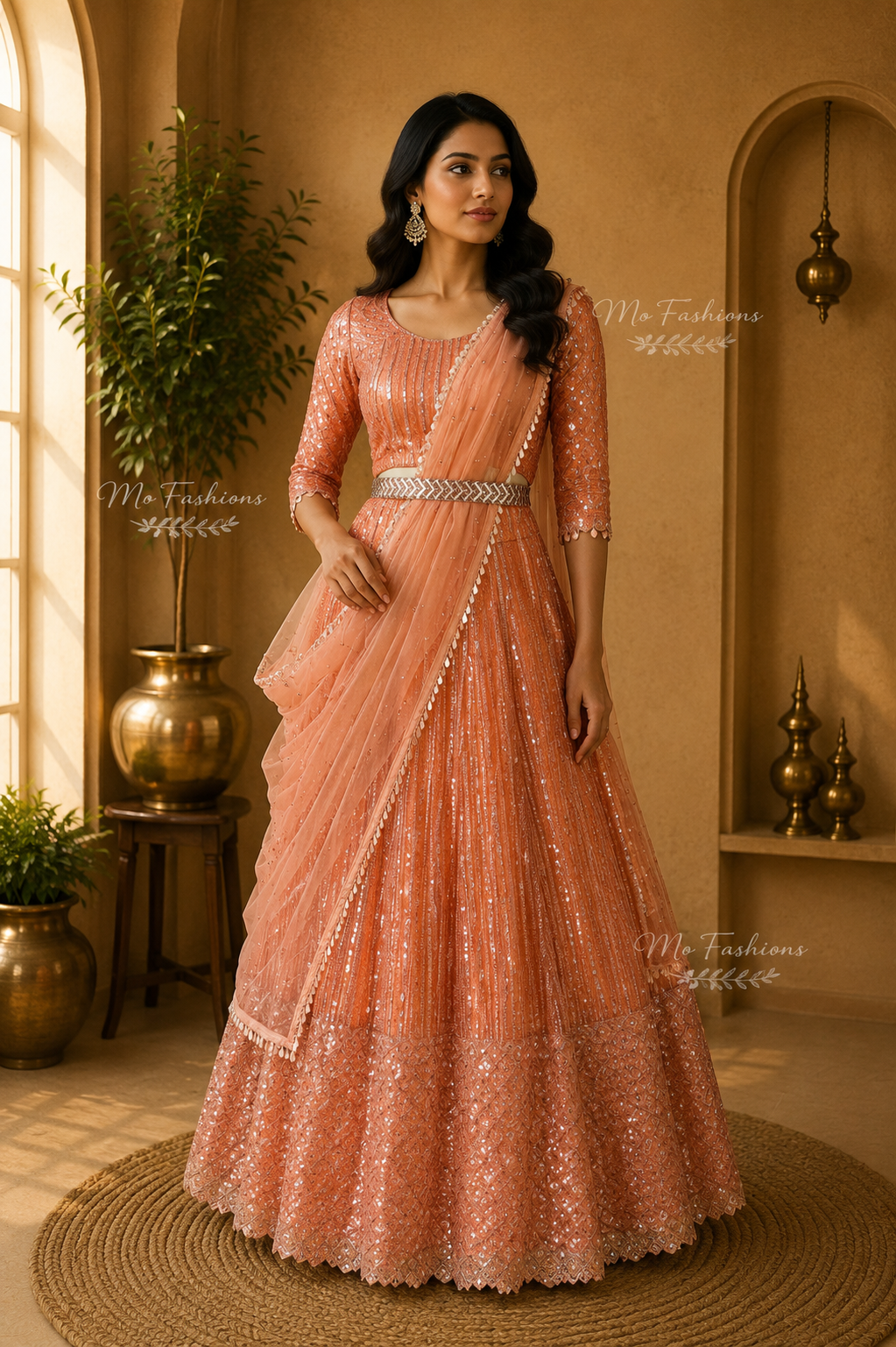 Orange Designer Lehenga