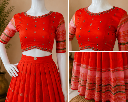 Bridal Orange Wedding Lehenga